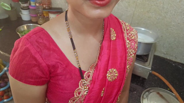 Indian hot bhabhi and dever passionate kitchen doggy style with clear Hindi audio