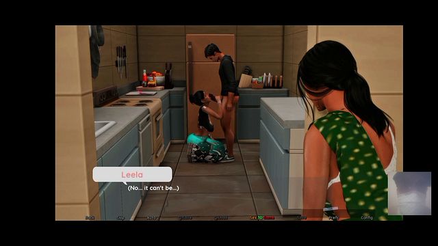 Stepson fucks his desi stepmom in the kitchen with guests in the house watching