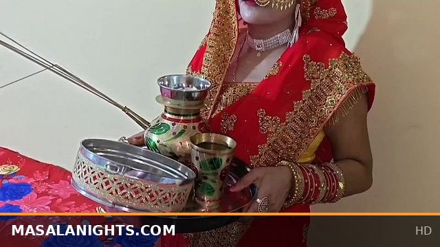 Karwa Chauth Intimate Celebration with Desi Couple Sharing Passionate Moments